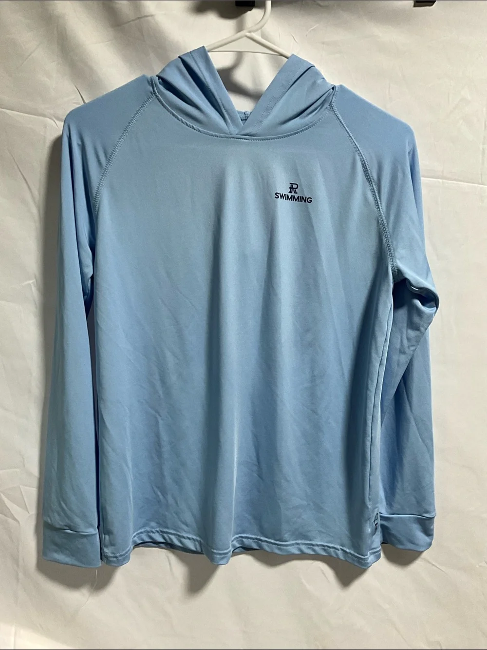 UPF 50 Light Blue Hooded Kids Swim Coverup - SWIMMING by Garb Size L